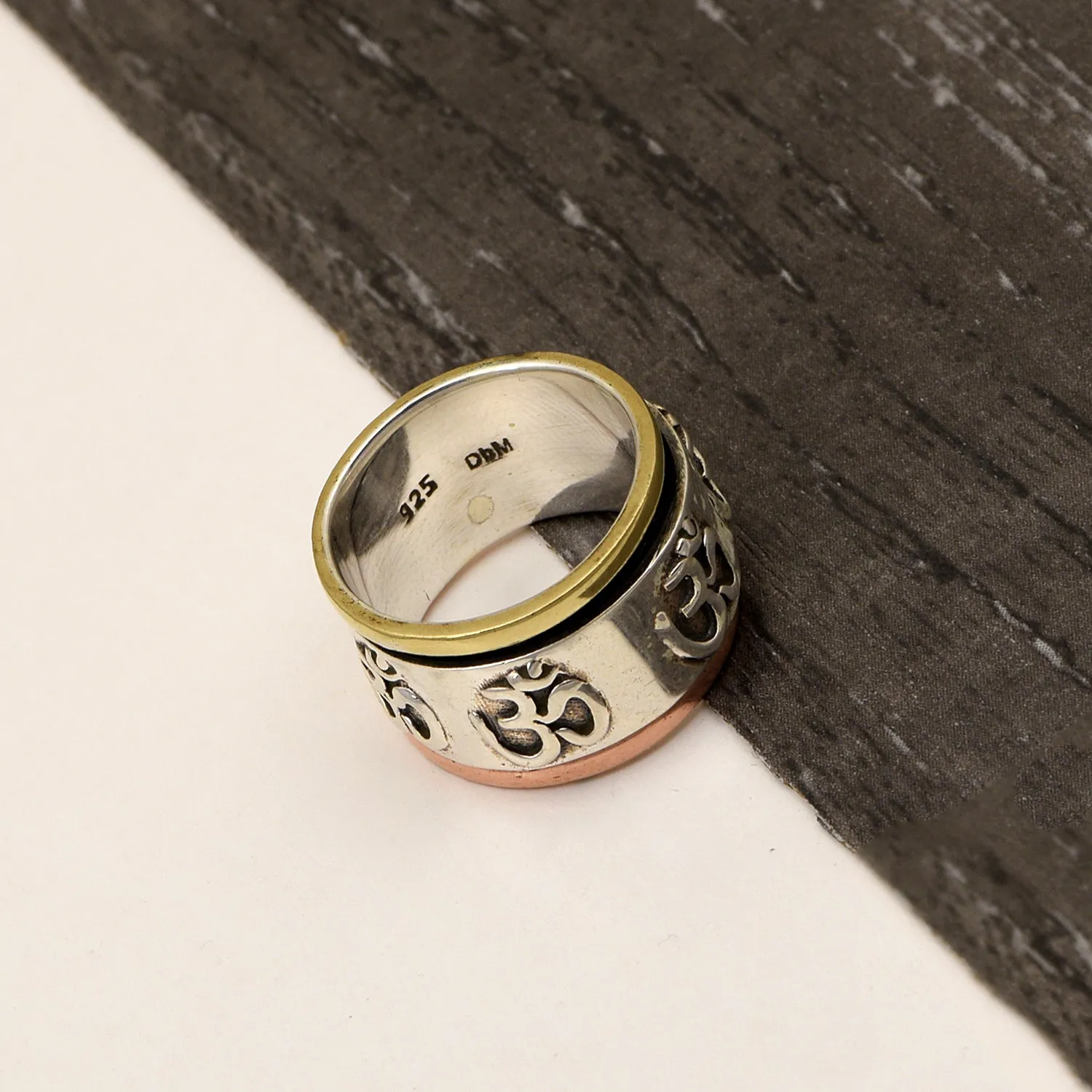 OM Engraved Multi Band Meditation Spinner Ring