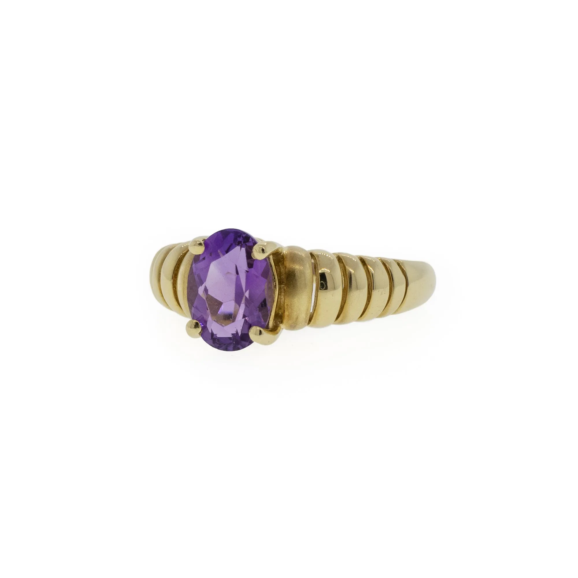 Oval Amethyst Croissant Ring