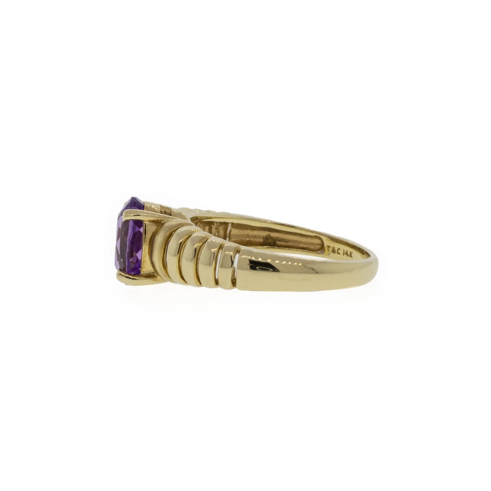 Oval Amethyst Croissant Ring