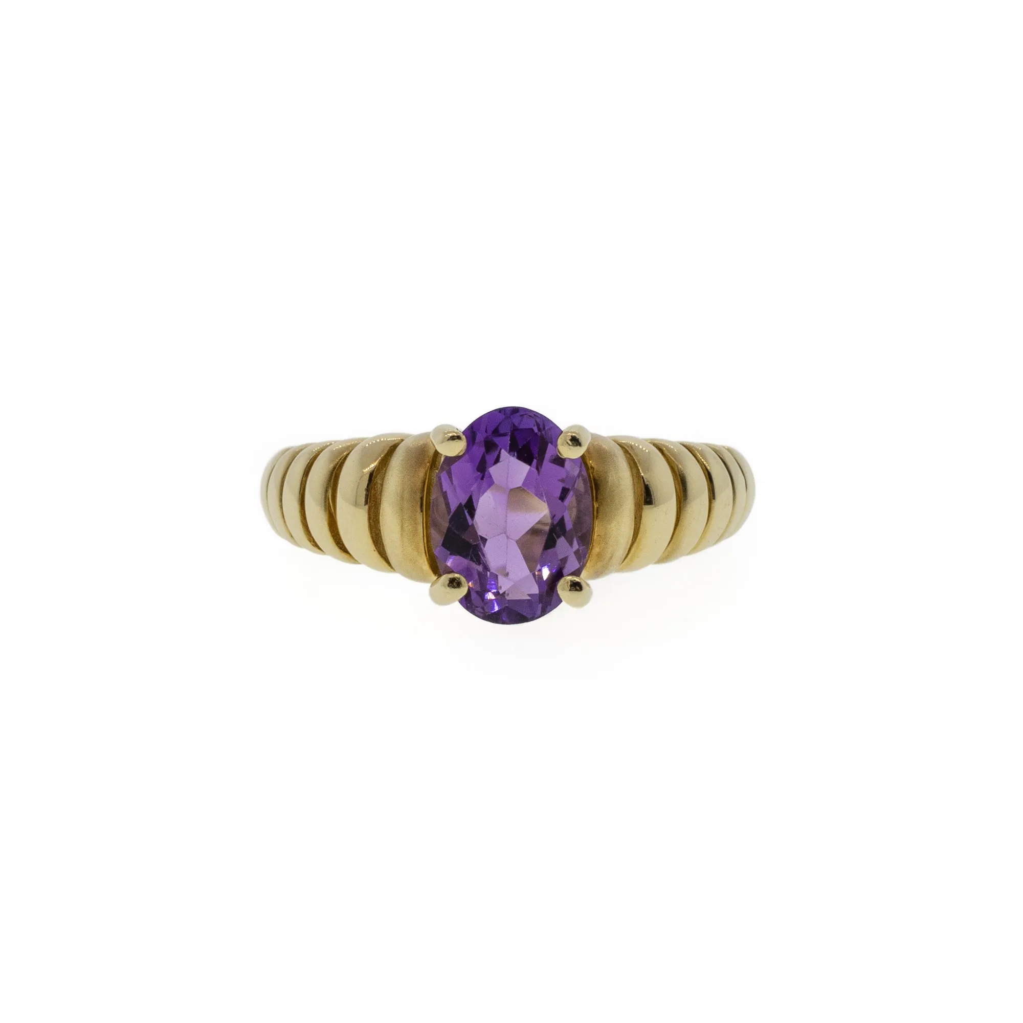 Oval Amethyst Croissant Ring