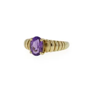 Oval Amethyst Croissant Ring