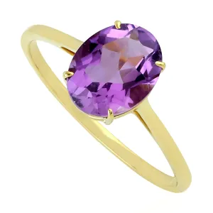 Oval Cut Amethyst Gemstone Ring In 18K Yellow Gold For Her