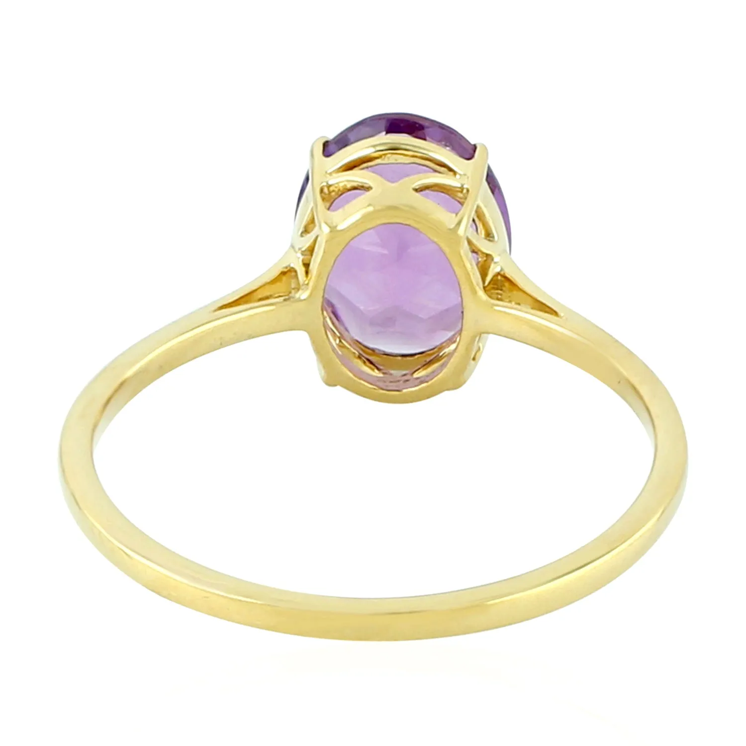 Oval Cut Amethyst Gemstone Ring In 18K Yellow Gold For Her