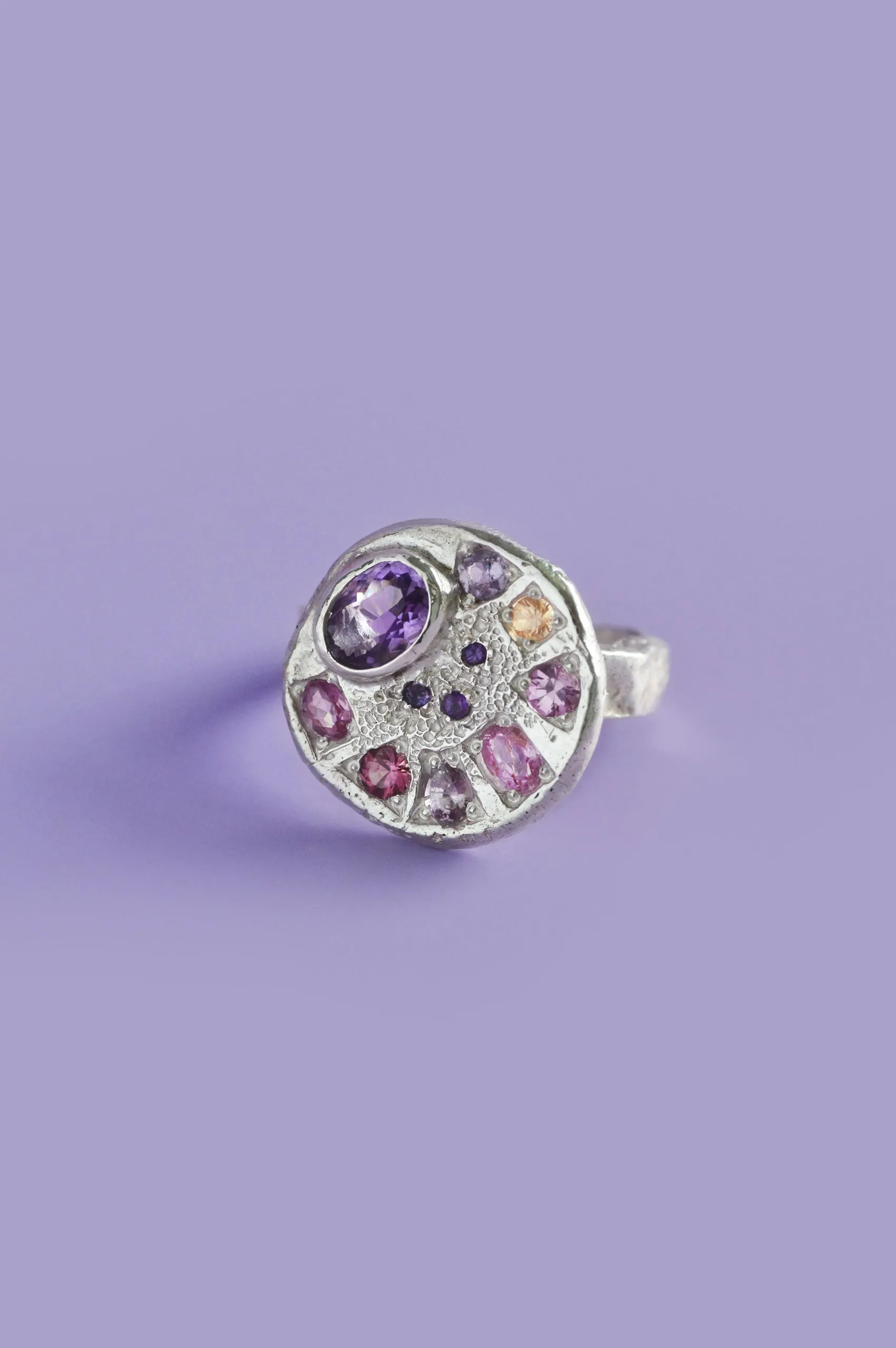 Palette Amethyst & Garnet Silver Ring 745-2