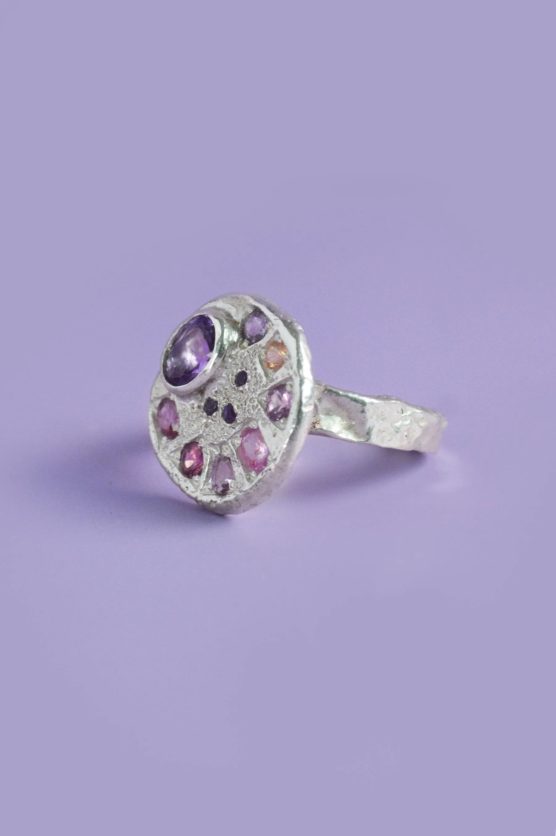 Palette Amethyst & Garnet Silver Ring 745-2