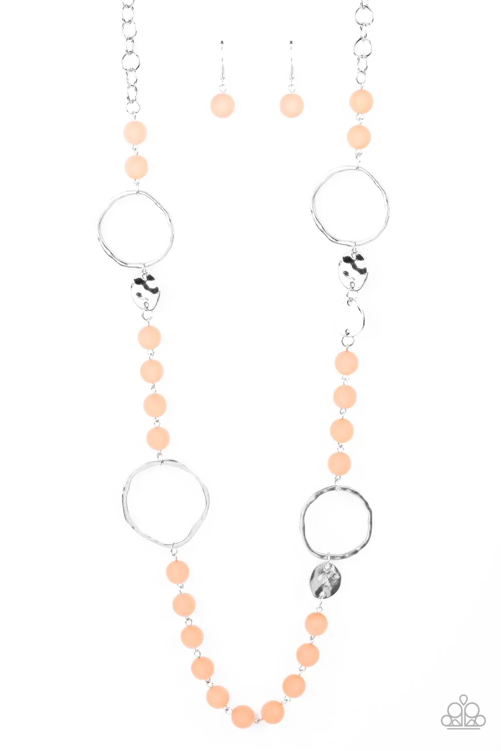 Paparazzi Sea Glass Wanderer Necklace Orange