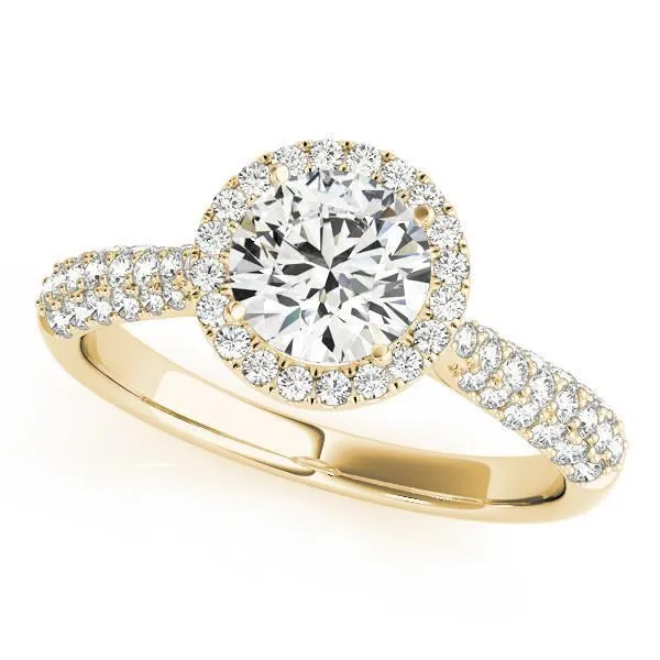 Pauline Round Center Stone Micro Pave Shank Halo Engagement Ring