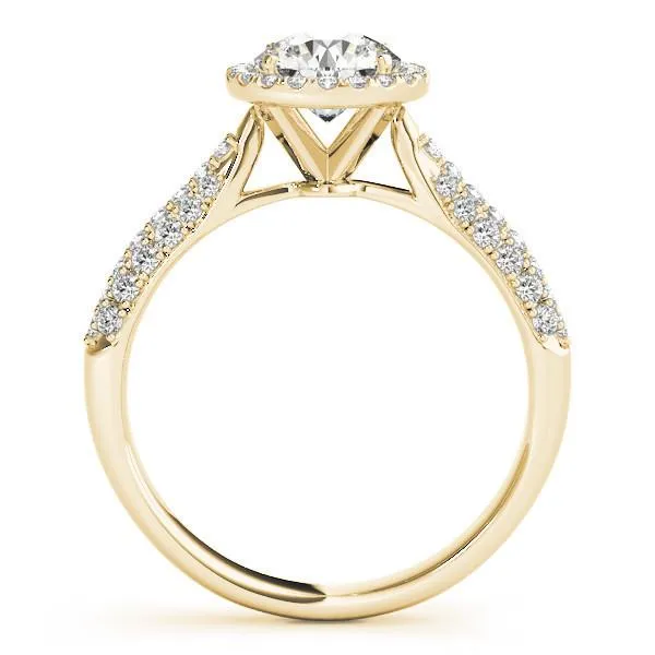Pauline Round Center Stone Micro Pave Shank Halo Engagement Ring