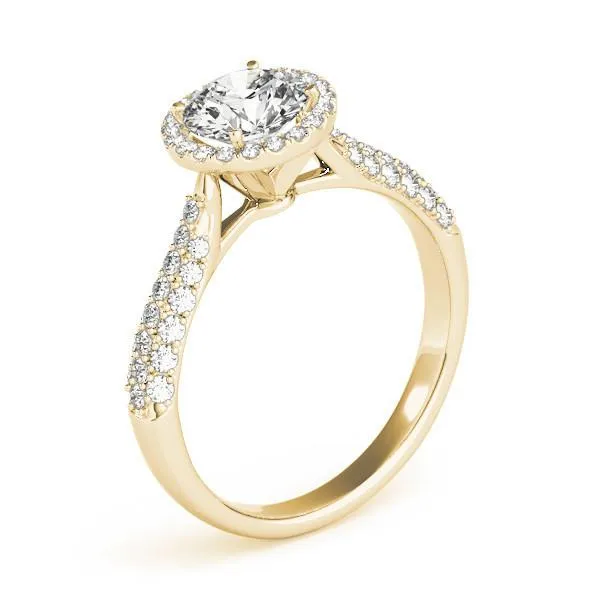 Pauline Round Center Stone Micro Pave Shank Halo Engagement Ring