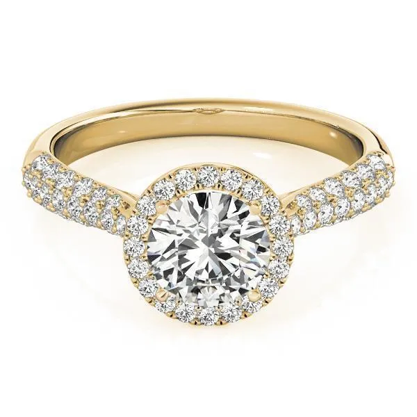 Pauline Round Center Stone Micro Pave Shank Halo Engagement Ring
