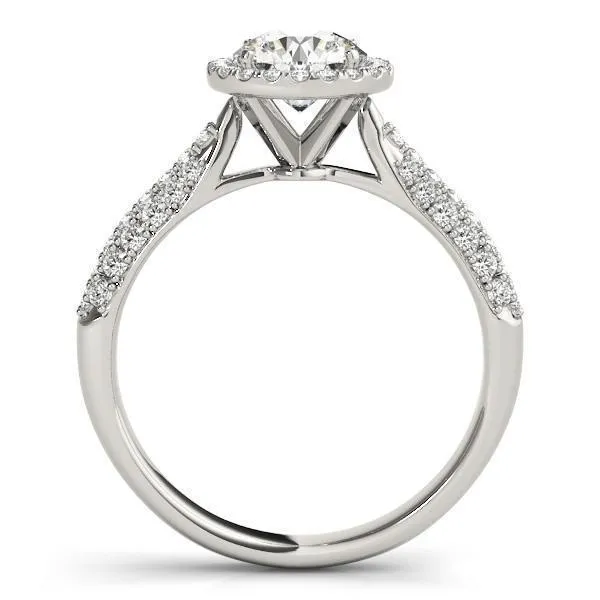 Pauline Round Center Stone Micro Pave Shank Halo Engagement Ring