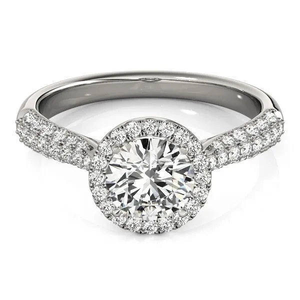 Pauline Round Center Stone Micro Pave Shank Halo Engagement Ring