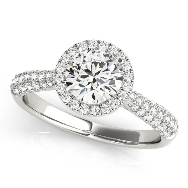Pauline Round Center Stone Micro Pave Shank Halo Engagement Ring