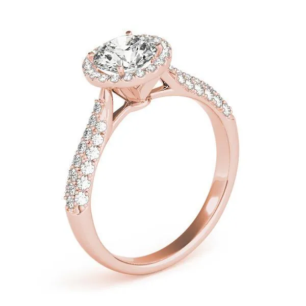 Pauline Round Center Stone Micro Pave Shank Halo Engagement Ring