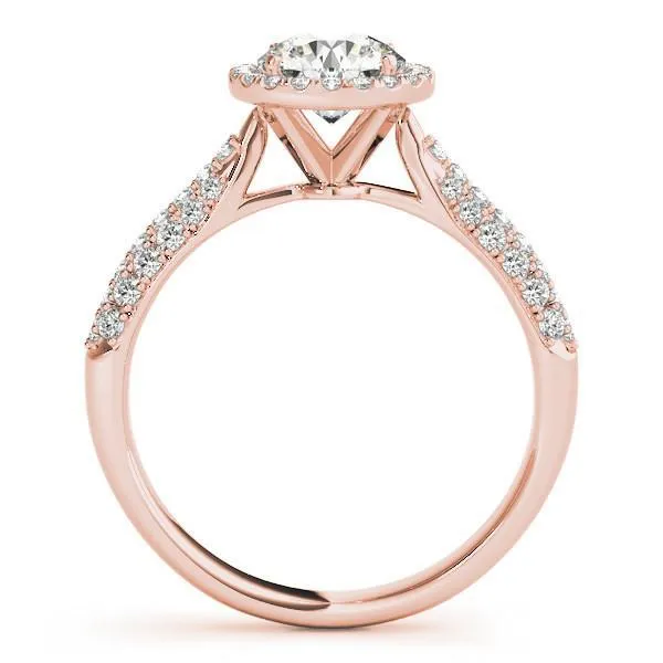 Pauline Round Center Stone Micro Pave Shank Halo Engagement Ring