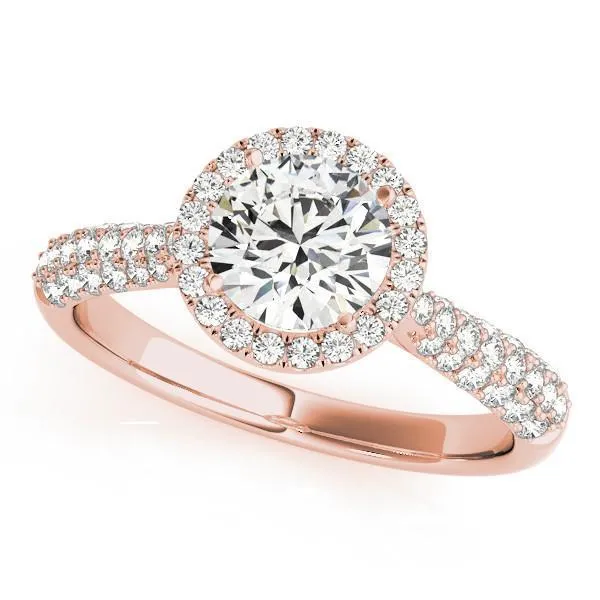 Pauline Round Center Stone Micro Pave Shank Halo Engagement Ring