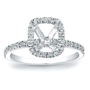 Pave Diamond Halo Engagement Ring