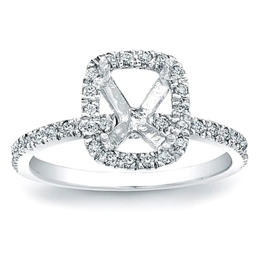 Pave Diamond Halo Engagement Ring