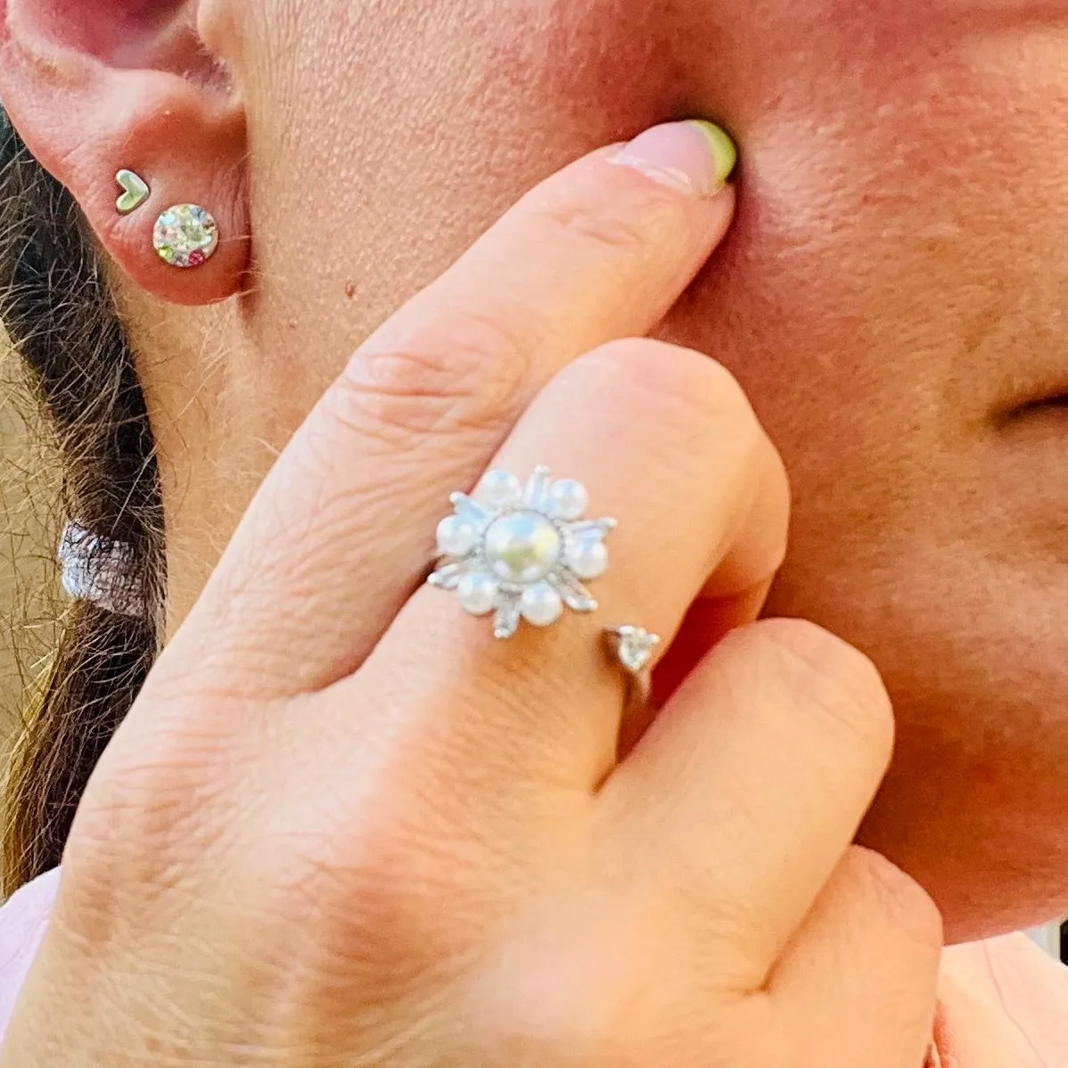 Pearl Anti Stress/Anti Anxiety Fidget Spinner Ring