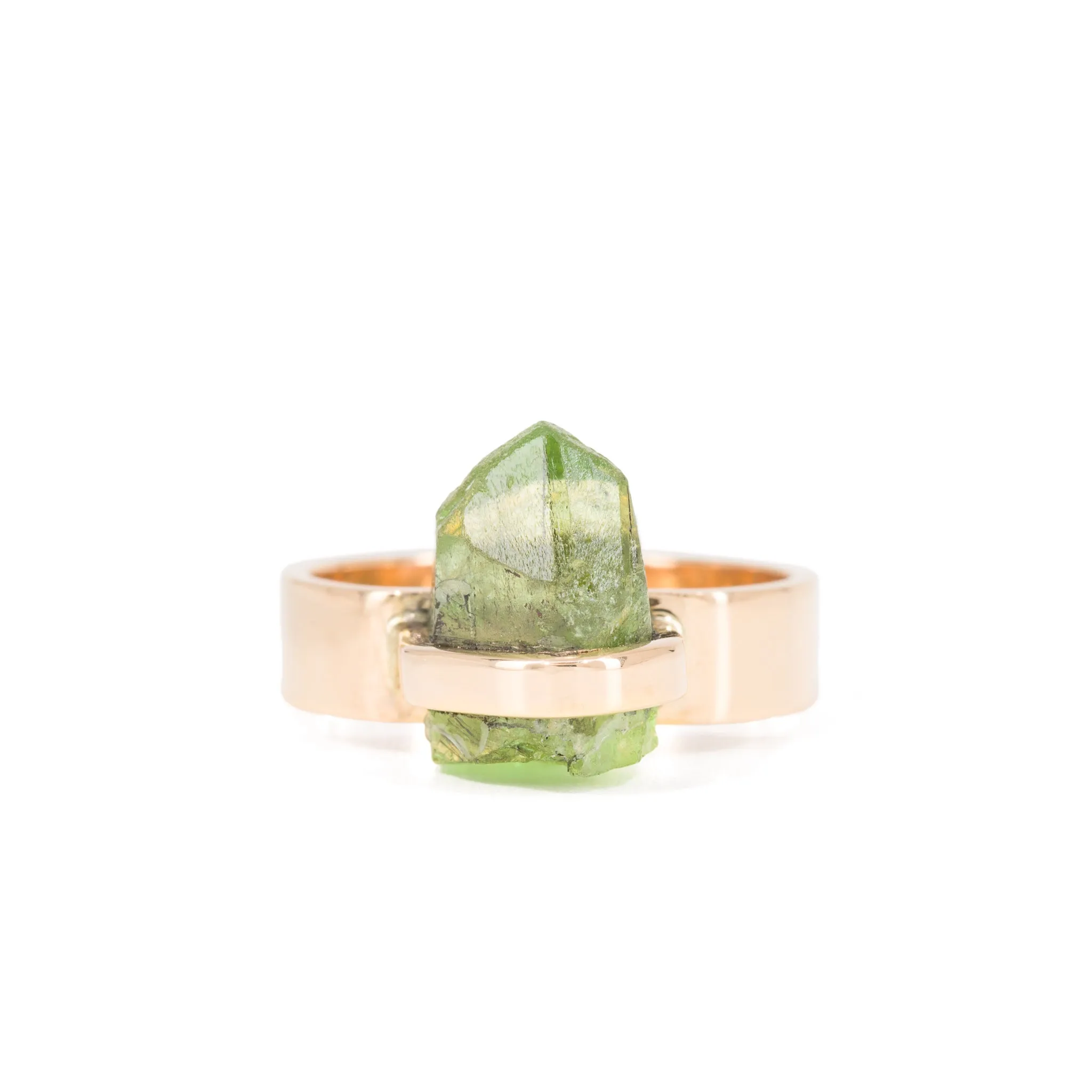 Peridot 16.6 Carat 14k Handcrafted Natural Crystal Ring