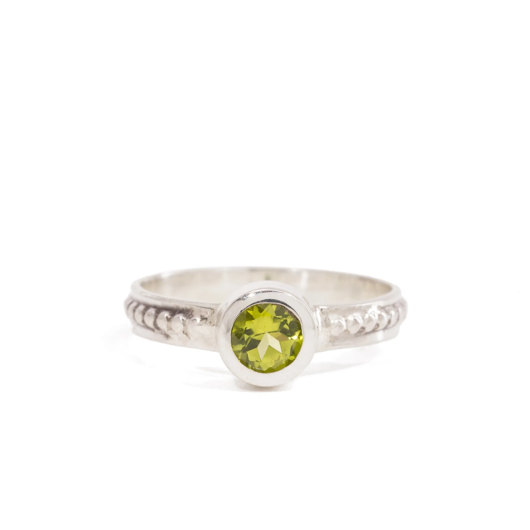 Peridot .63 Carat Sterling Silver Handcrafted Gemstone Ring