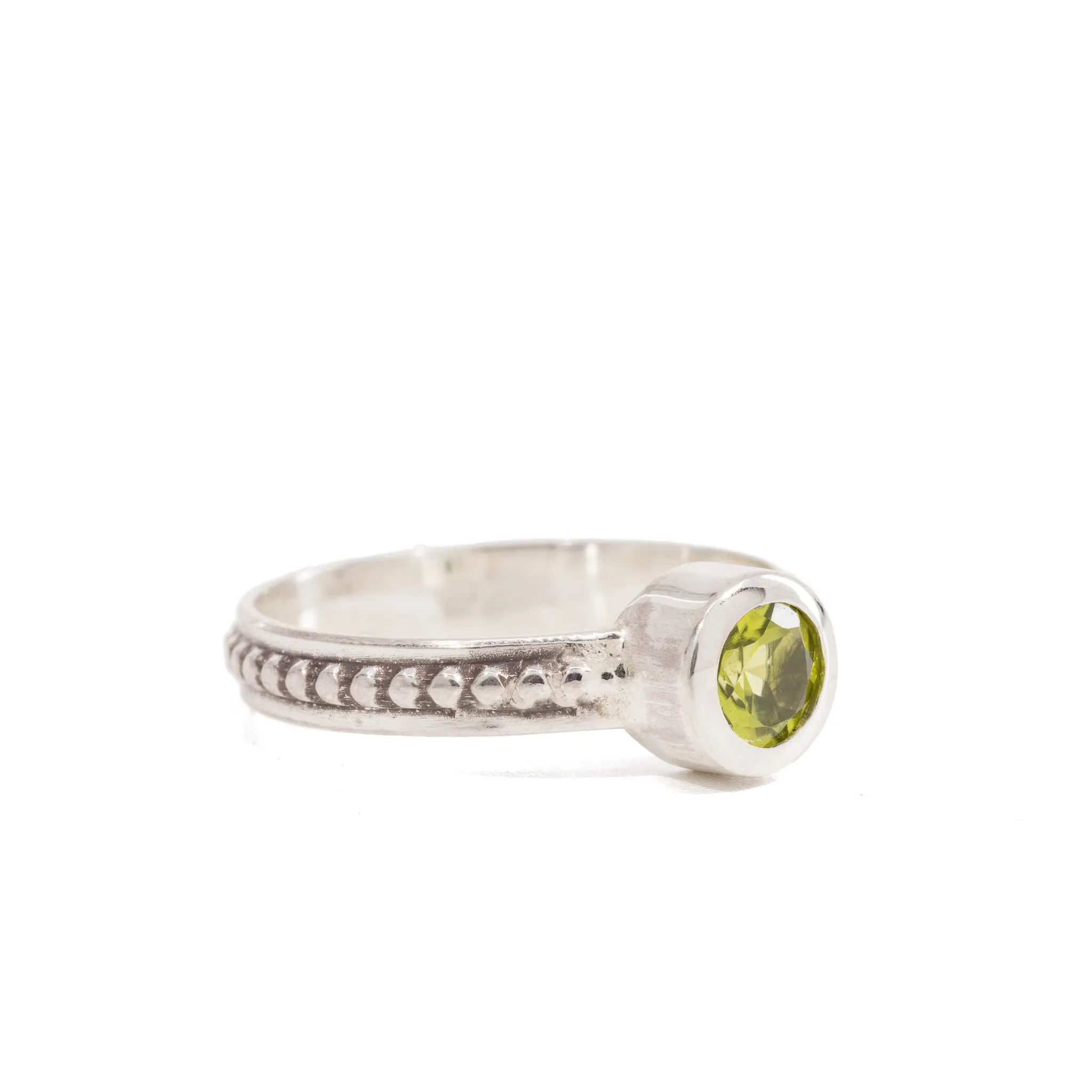 Peridot .63 Carat Sterling Silver Handcrafted Gemstone Ring