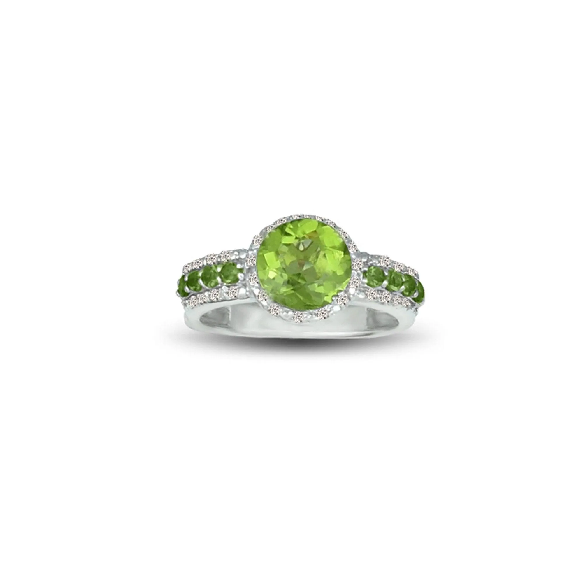 Peridot and Diamond Accent Ring in Sterling Silver