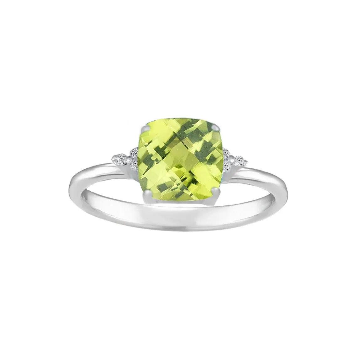 Peridot and Diamond Accent Ring in Sterling Silver