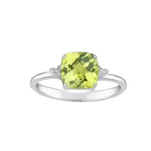Peridot and Diamond Accent Ring in Sterling Silver