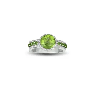 Peridot and Diamond Accent Ring in Sterling Silver