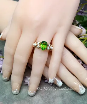 Peridot and Pearl, Handmade Ring in 14k GF or SS August Birthstone, Made to Order