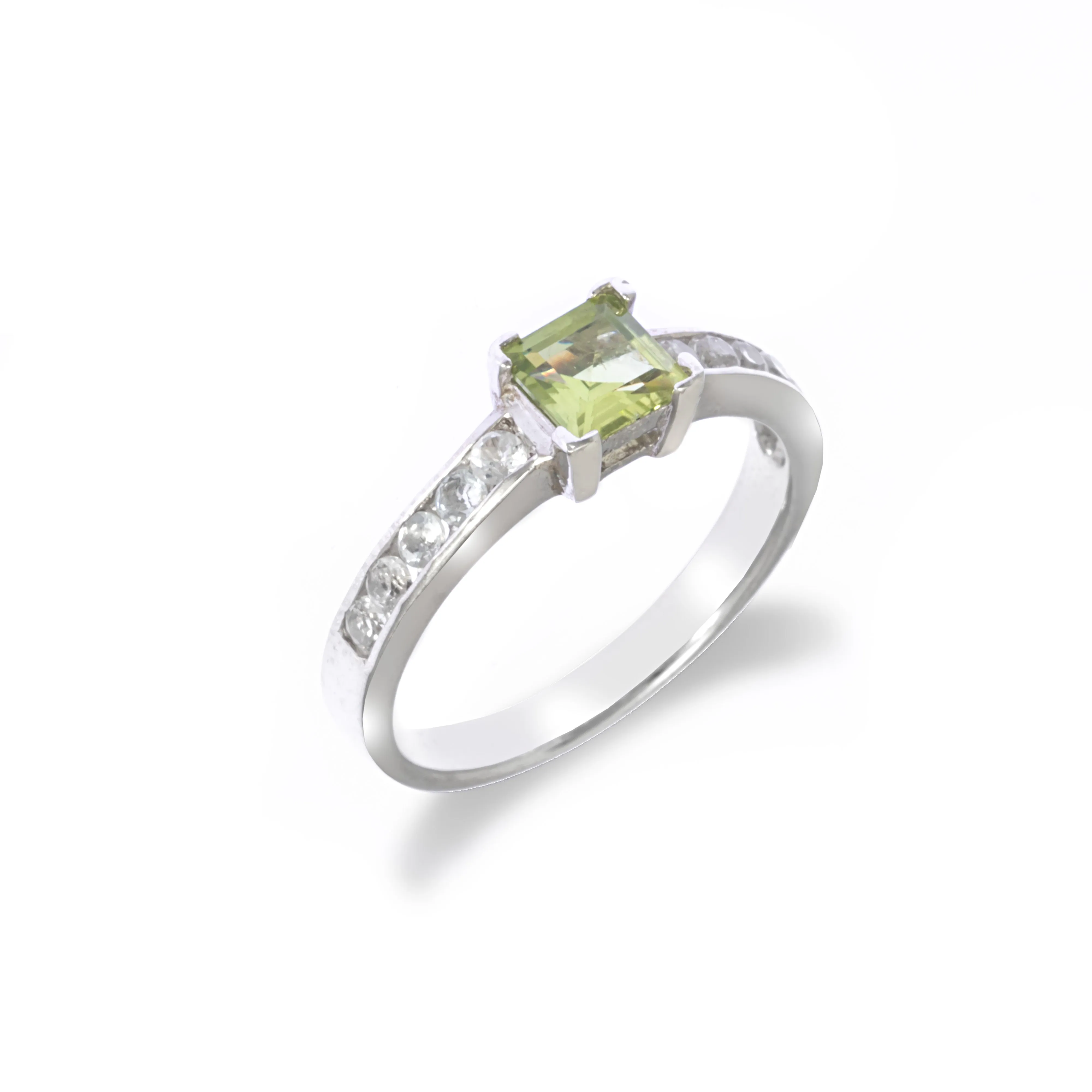 Peridot and White Topaz Ring