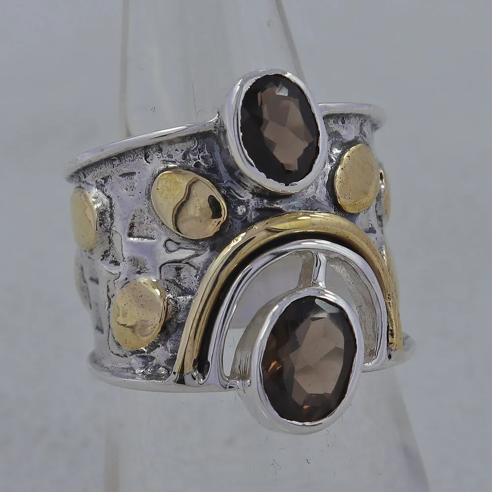 Peridot Gemstone Sterling Silver Dual Tone Ring