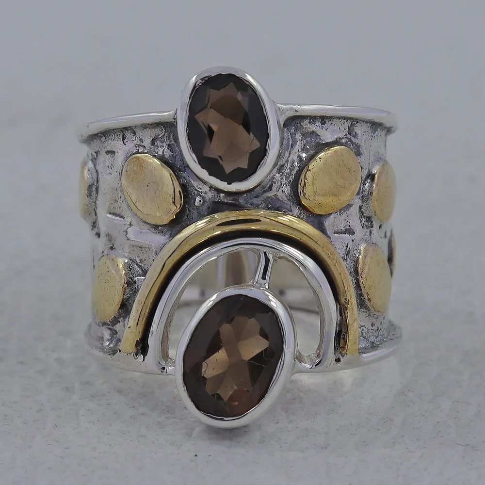 Peridot Gemstone Sterling Silver Dual Tone Ring