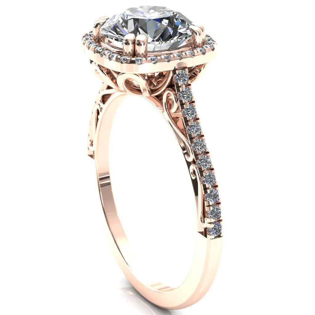 Persis Round Center Stone Micro Pave Halo Engagement Ring