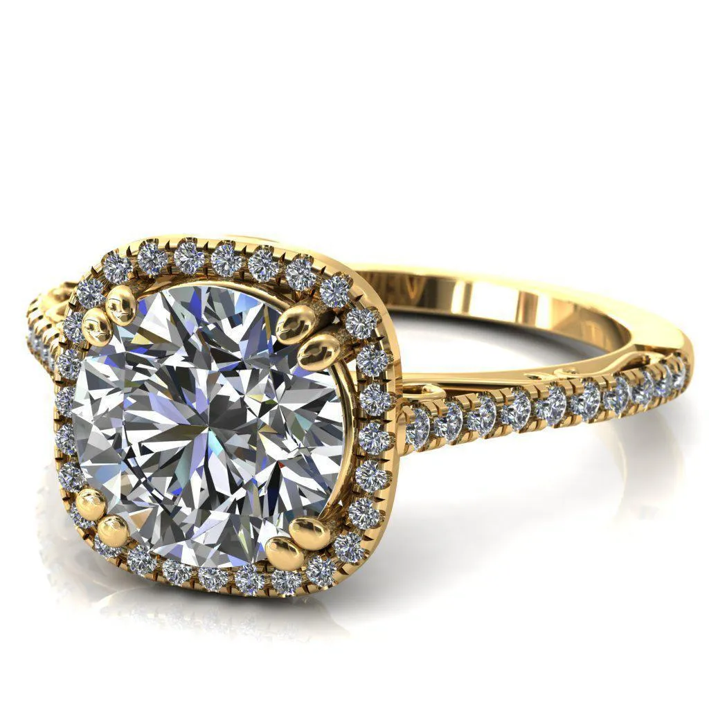 Persis Round Center Stone Micro Pave Halo Engagement Ring