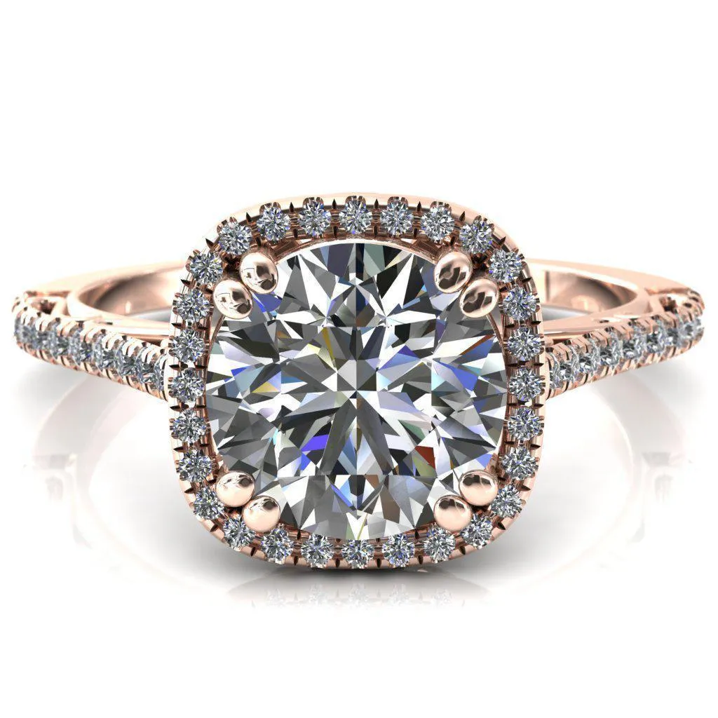 Persis Round Center Stone Micro Pave Halo Engagement Ring