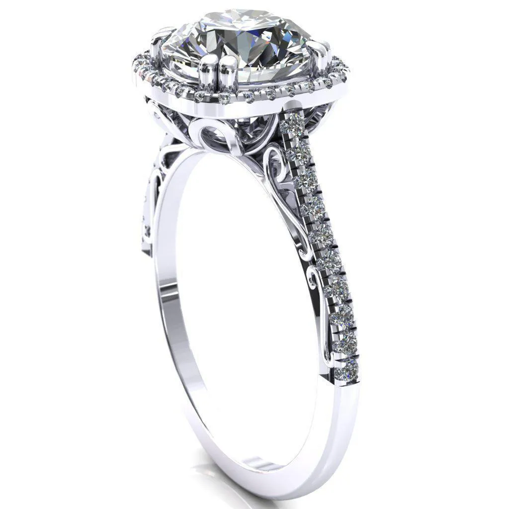 Persis Round Center Stone Micro Pave Halo Engagement Ring