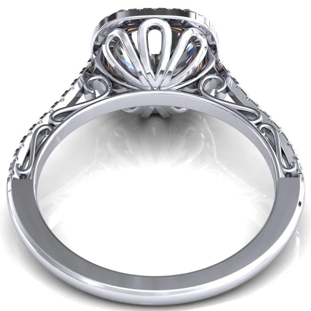Persis Round Center Stone Micro Pave Halo Engagement Ring