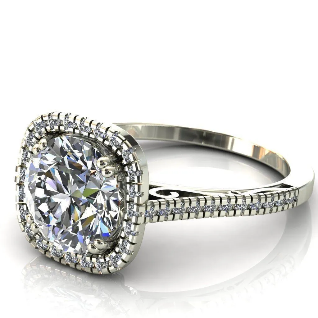 Persis Round Center Stone Micro Pave Halo Engagement Ring
