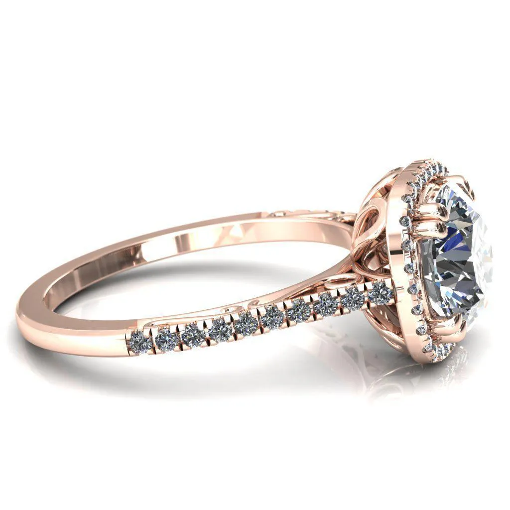 Persis Round Center Stone Micro Pave Halo Engagement Ring