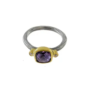 Petite Amethyst Ring With Diamond