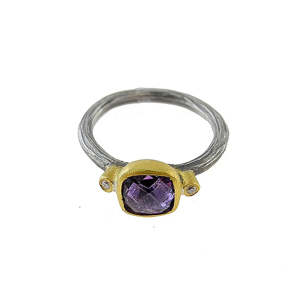 Petite Amethyst Ring With Diamond