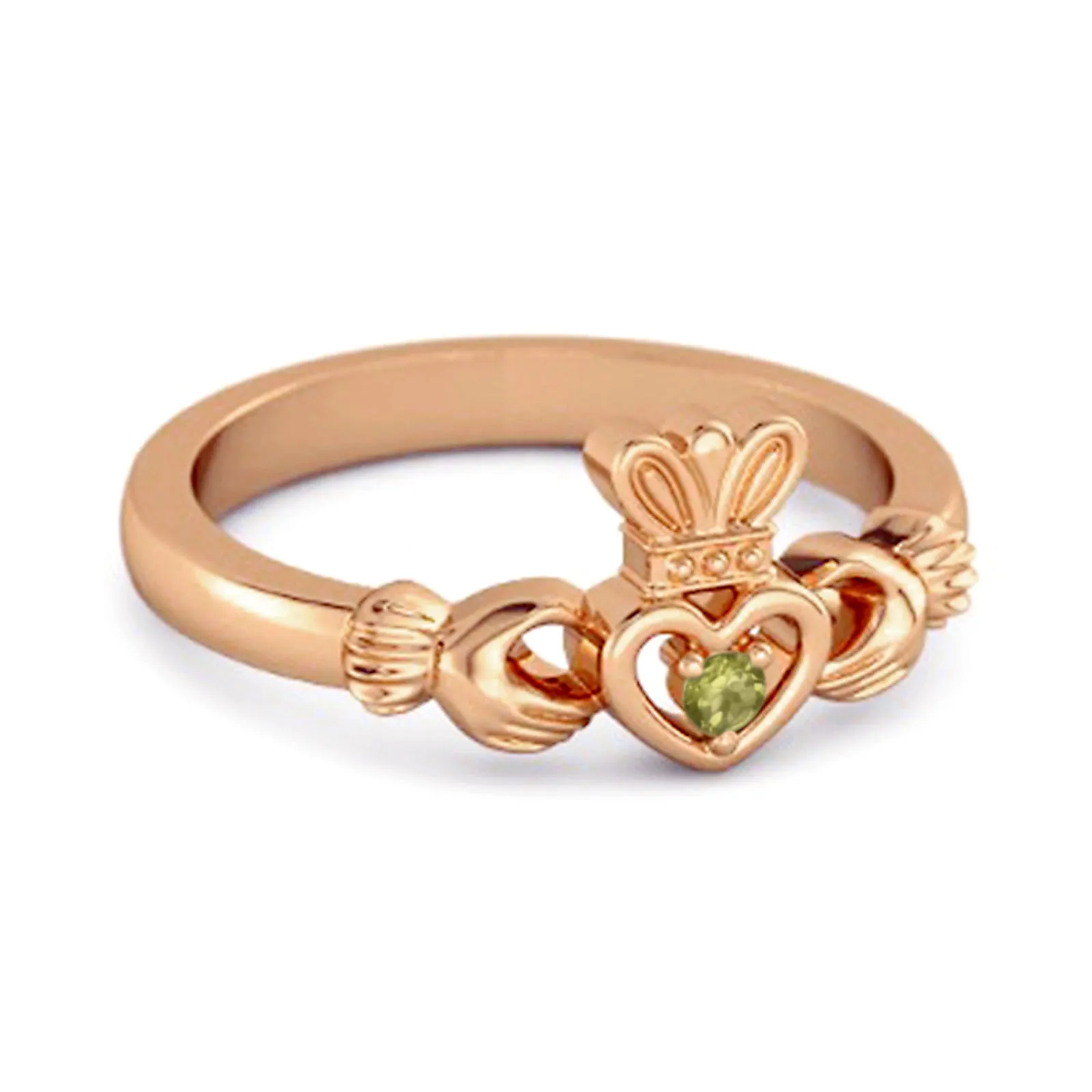 Petite Claddagh 0.10 Ctw Peridot 925 Sterling Silver Crown Ring