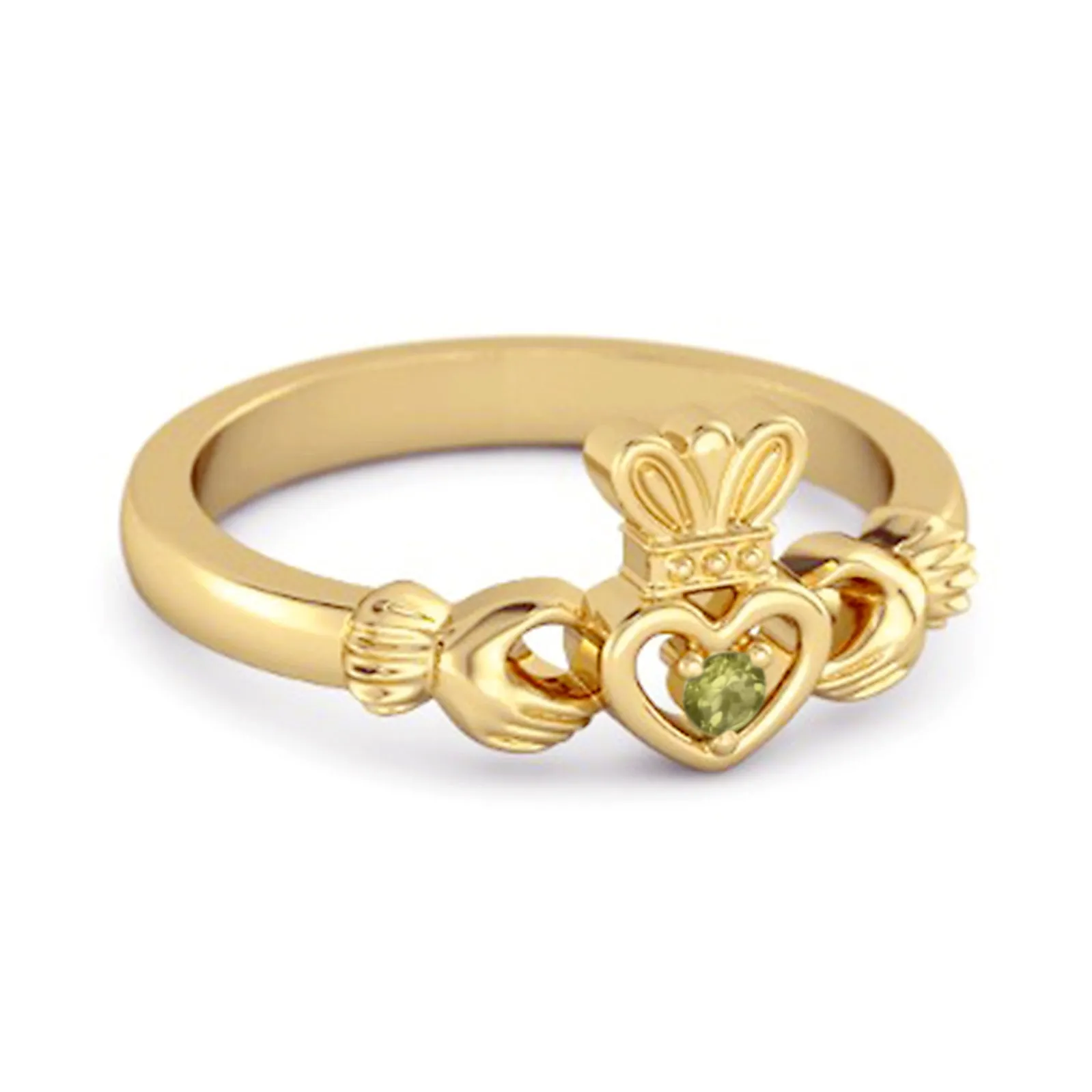 Petite Claddagh 0.10 Ctw Peridot 925 Sterling Silver Crown Ring