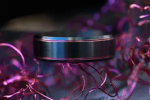 Pink and black titanium ring 6-8mm