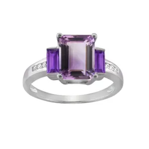 Pink and Purple Amethyst Ring in Sterling Silver