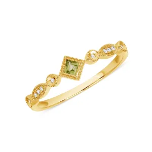 Precious Peridot and Diamond Ring