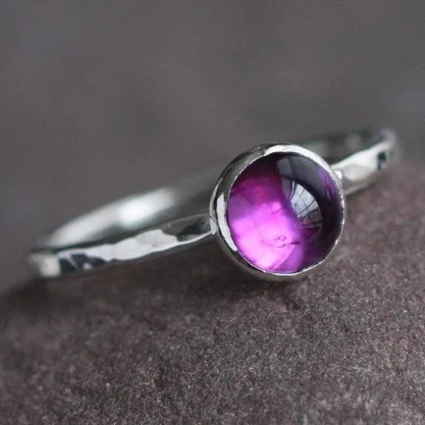 Purple Amethyst and Sterling Silver Ring