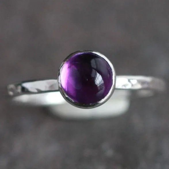 Purple Amethyst and Sterling Silver Ring